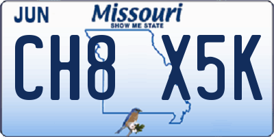 MO license plate CH8X5K