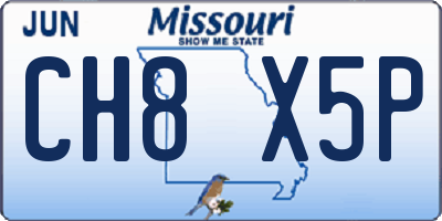 MO license plate CH8X5P
