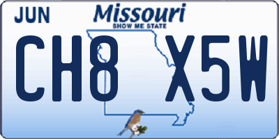 MO license plate CH8X5W