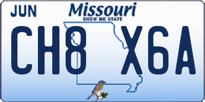 MO license plate CH8X6A