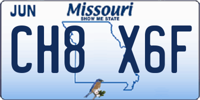 MO license plate CH8X6F