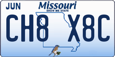 MO license plate CH8X8C