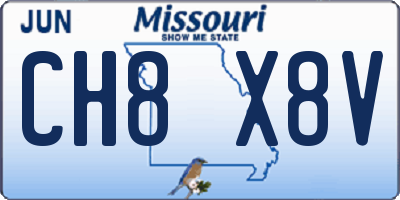 MO license plate CH8X8V