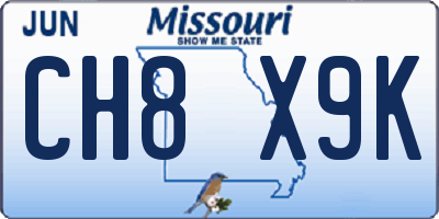 MO license plate CH8X9K