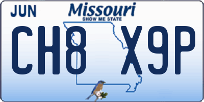 MO license plate CH8X9P