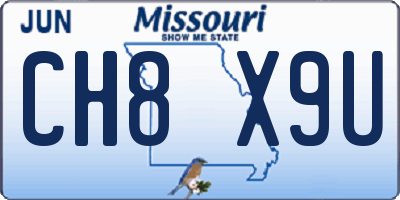 MO license plate CH8X9U