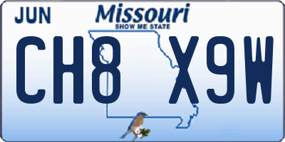 MO license plate CH8X9W