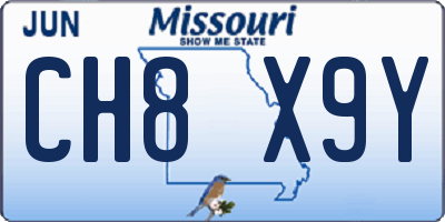 MO license plate CH8X9Y