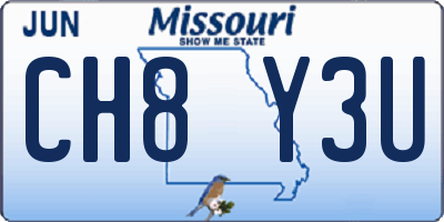 MO license plate CH8Y3U