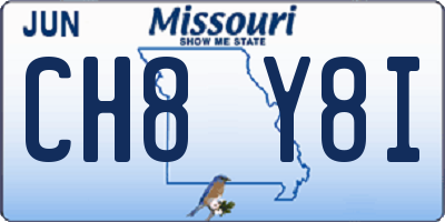 MO license plate CH8Y8I