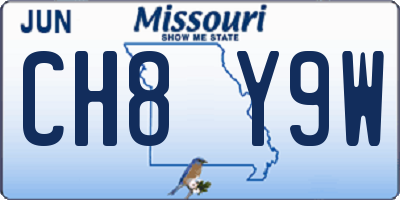 MO license plate CH8Y9W