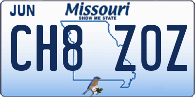 MO license plate CH8Z0Z