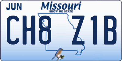 MO license plate CH8Z1B