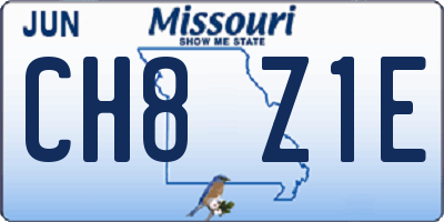 MO license plate CH8Z1E