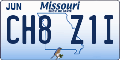 MO license plate CH8Z1I