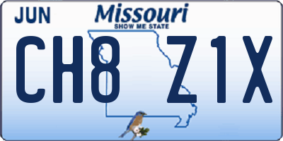 MO license plate CH8Z1X