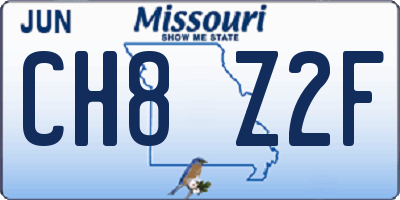 MO license plate CH8Z2F