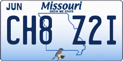 MO license plate CH8Z2I