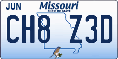 MO license plate CH8Z3D