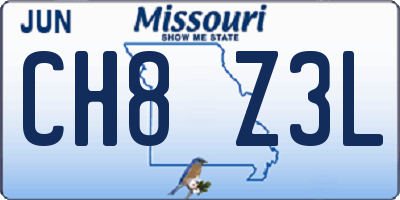 MO license plate CH8Z3L