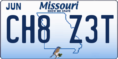 MO license plate CH8Z3T