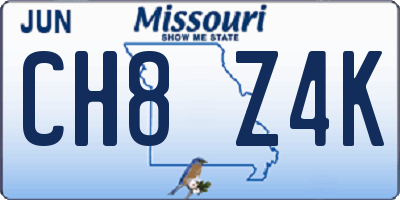 MO license plate CH8Z4K