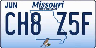 MO license plate CH8Z5F