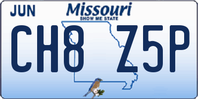 MO license plate CH8Z5P