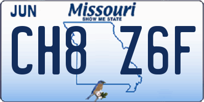 MO license plate CH8Z6F