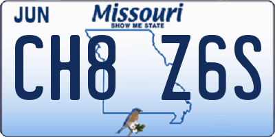 MO license plate CH8Z6S