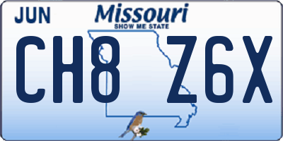 MO license plate CH8Z6X