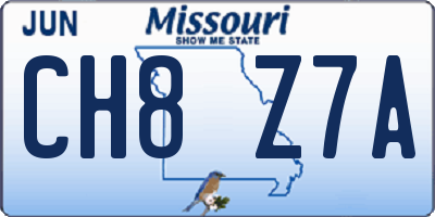 MO license plate CH8Z7A
