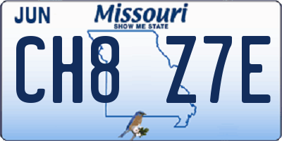 MO license plate CH8Z7E