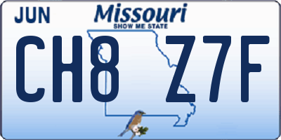 MO license plate CH8Z7F
