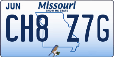 MO license plate CH8Z7G