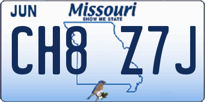 MO license plate CH8Z7J
