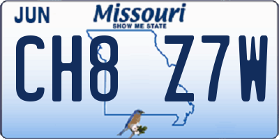 MO license plate CH8Z7W