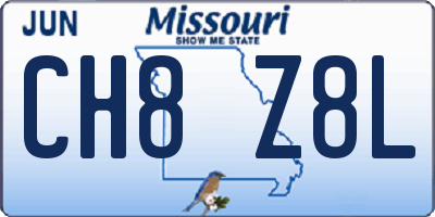 MO license plate CH8Z8L