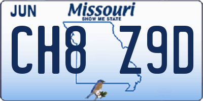 MO license plate CH8Z9D