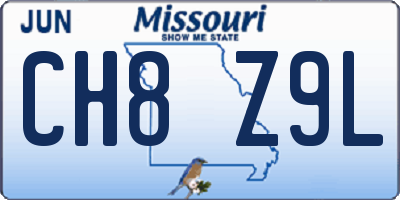 MO license plate CH8Z9L