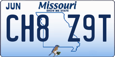 MO license plate CH8Z9T