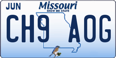 MO license plate CH9A0G