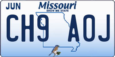 MO license plate CH9A0J