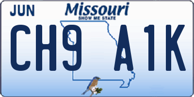 MO license plate CH9A1K