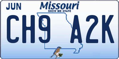 MO license plate CH9A2K