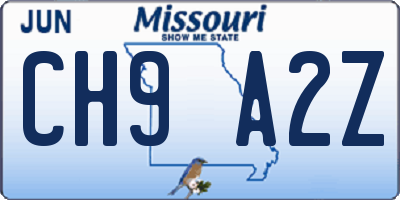MO license plate CH9A2Z