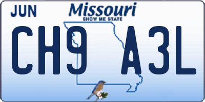 MO license plate CH9A3L