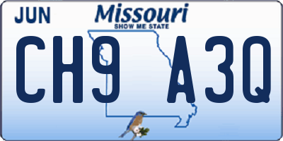 MO license plate CH9A3Q