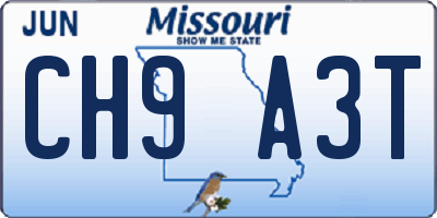 MO license plate CH9A3T