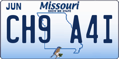 MO license plate CH9A4I